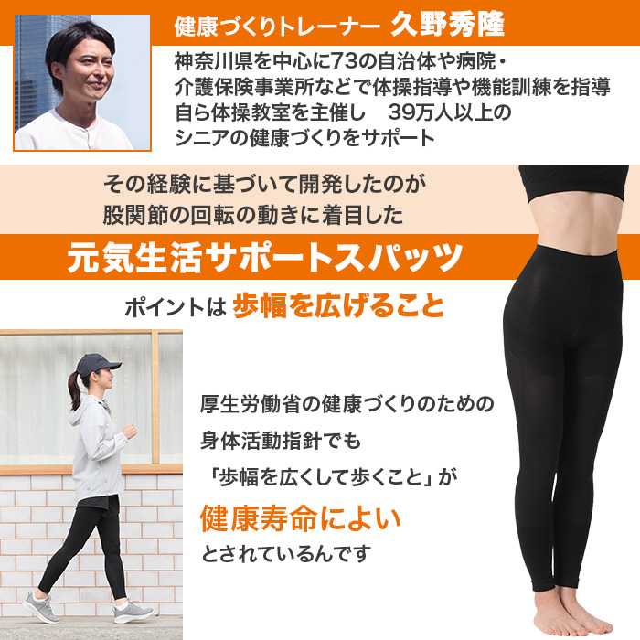 健康づくりトレーナー監修 久野式元気生活サポートスパッツ