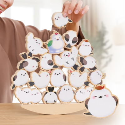 かわいいシマエナガのゆらゆら積み木