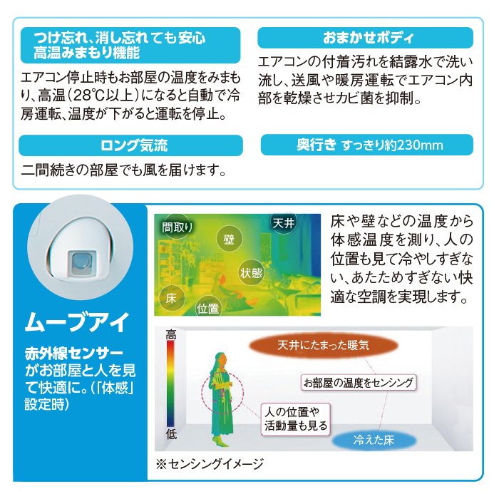<三菱電機>2026年型ムーブアイ付ルームエアコン「霧ヶ峰」(標準取付工事費用込み) 12畳用 下取りあり