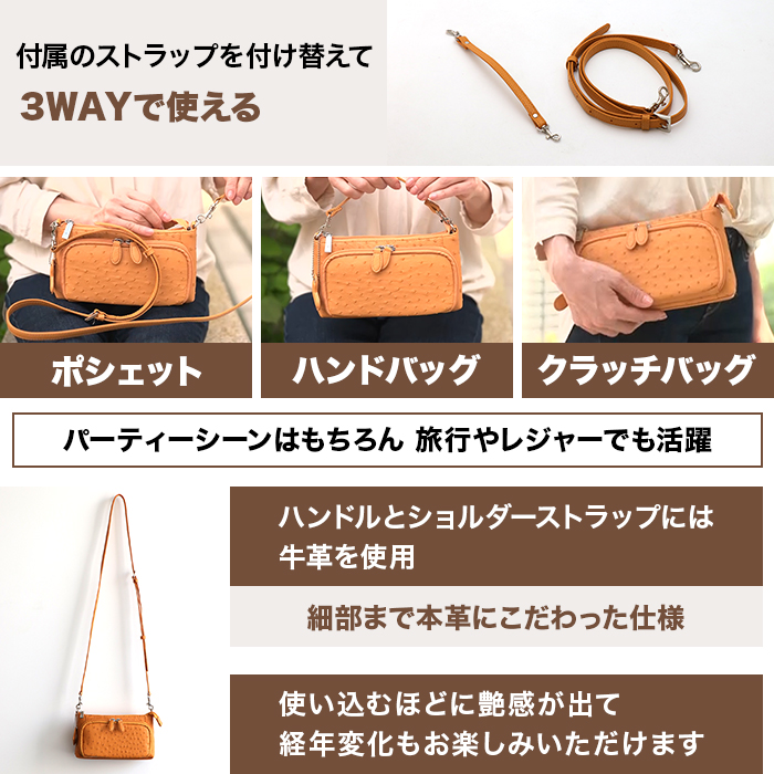 サイゼン 決算企画 オーストリッチ3WAYお財布ポシェット