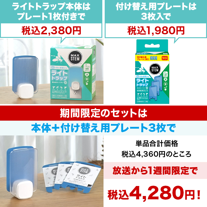 【期間限定】MAXSTEM ライトトラップ本体+付け替え用プレート基本セット