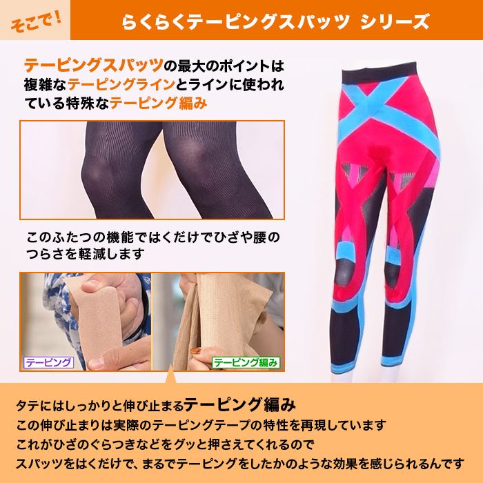 サマーセール らくらくテーピングスパッツシリーズ同サイズ3枚セット