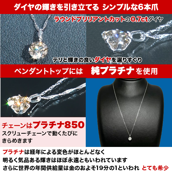髙島屋 プラチナ0.7ctダイヤモンドペンダント