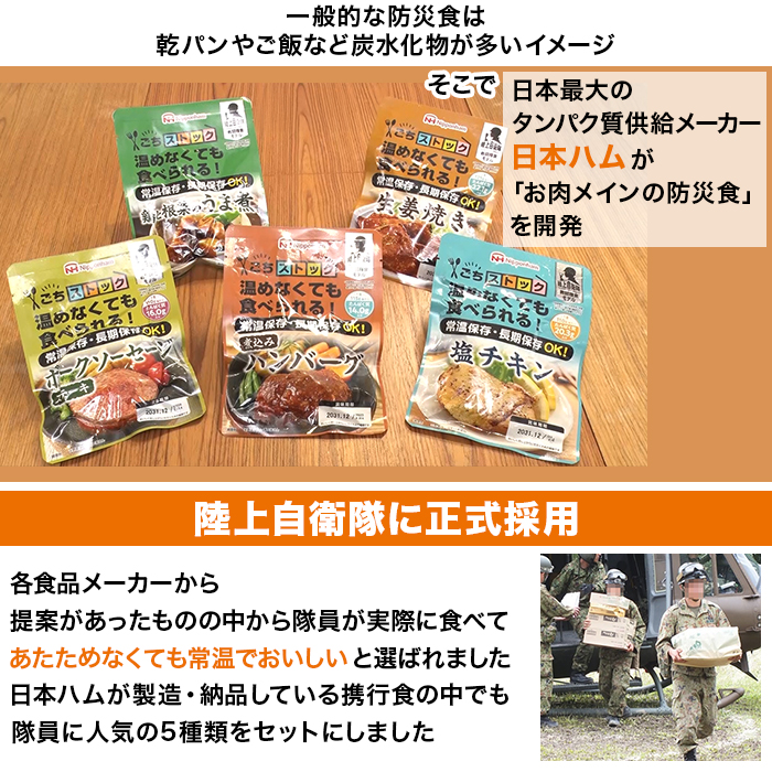日本ハム 陸上自衛隊戦闘糧食モデル防災食 5食特別セット