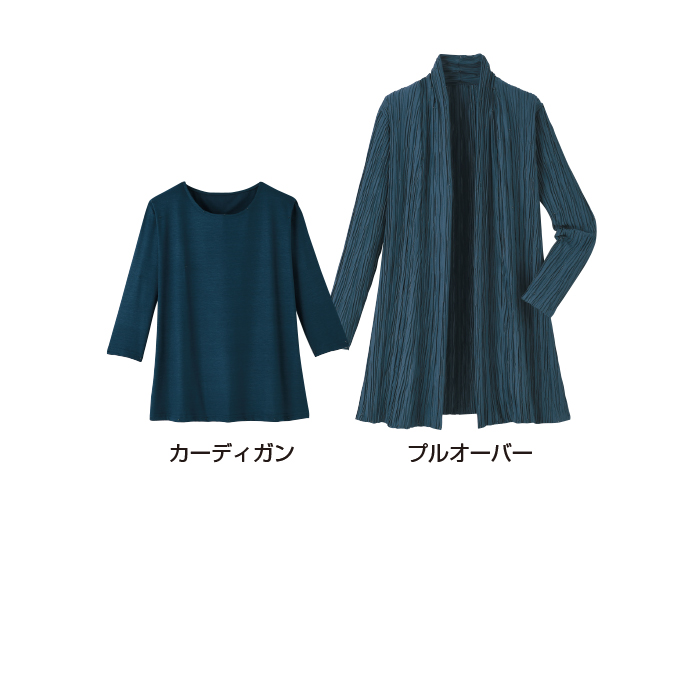 プリーツ風カットソーアンサンブル