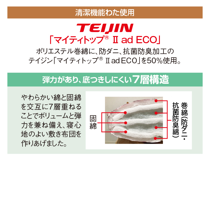 柄任せ 日本製ボリューム7層敷き布団 シングル