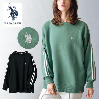 〈U.S. POLO ASSN.〉裏起毛肩2本ライントレーナー
