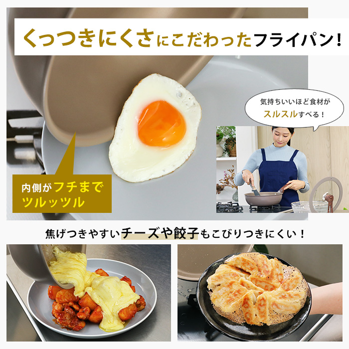 ギャル曽根プロデュース！スルッと長持ち万能フライパン鍋4点セット 直火用