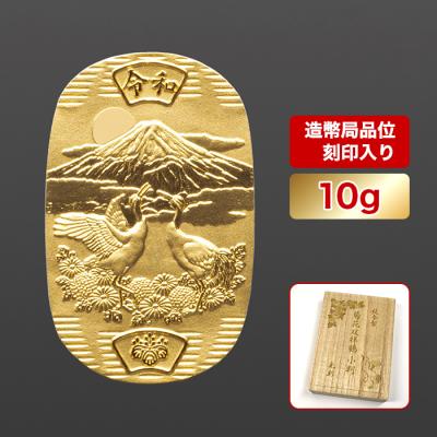 純金製 菊花双祥鶴小判 10g