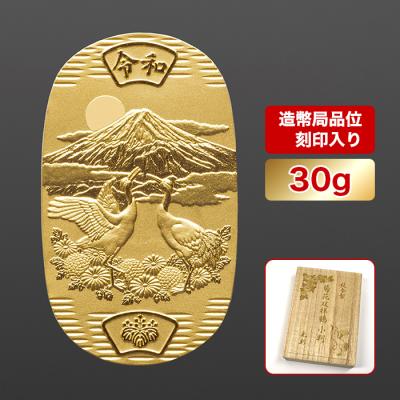 純金製 菊花双祥鶴小判 30g