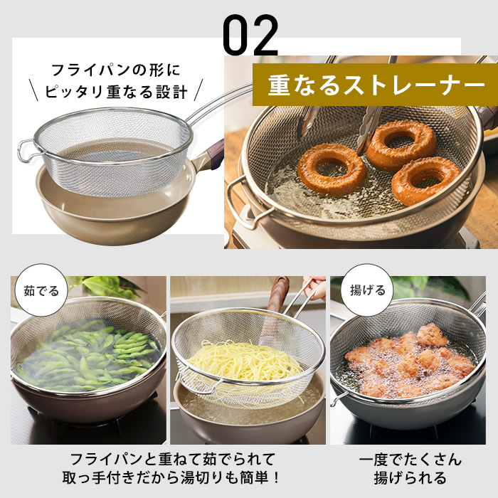 ギャル曽根プロデュース！スルッと長持ち万能フライパン鍋4点セット IH用